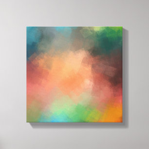 Moderne, kleurrijke Abstracte Art Yellow Green Red Canvas Afdruk