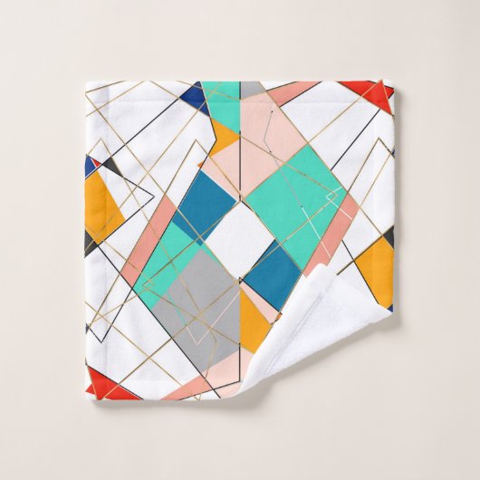 Moderne, kleurrijke Abstracte gouden geometrische  Bad Handdoek (Wasdoekje)