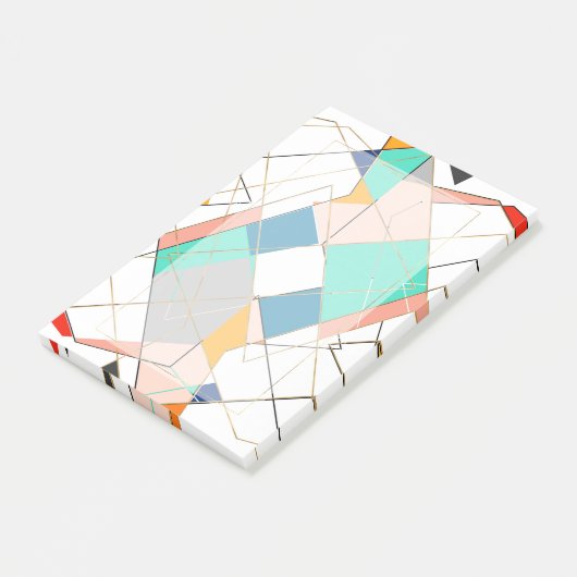 Moderne, kleurrijke Abstracte gouden geometrische  Post-it® Notes (Schuin)