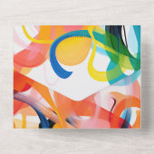 Moderne kleurrijke abstracte kunst Bruiloft ontwer All In One Uitnodiging (Achterkant)