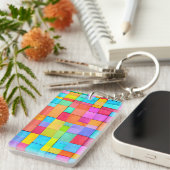 Moderne kleurrijke Abstracte kunst INITIALEN Fun A Sleutelhanger (Voorkant Rechts)
