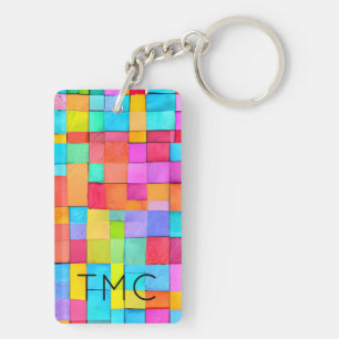 Moderne kleurrijke Abstracte kunst INITIALEN Fun A Sleutelhanger