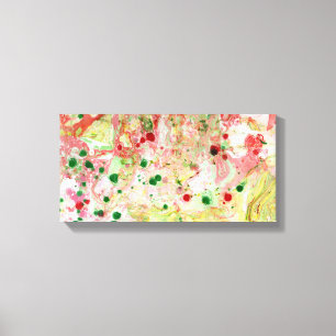Moderne, kleurrijke Abstracte kunst Roze rood-Geel Canvas Afdruk