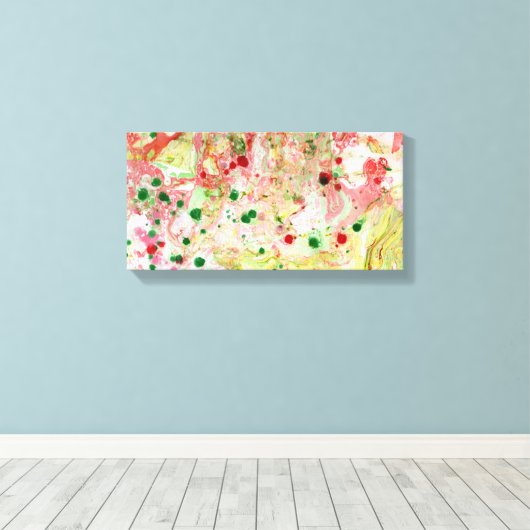 Moderne, kleurrijke Abstracte kunst Roze rood-Geel Canvas Afdruk (Insitu (Houten vloer))