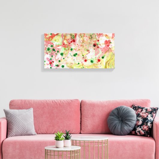 Moderne, kleurrijke Abstracte kunst Roze rood-Geel Canvas Afdruk (Insitu (Woonkamer))