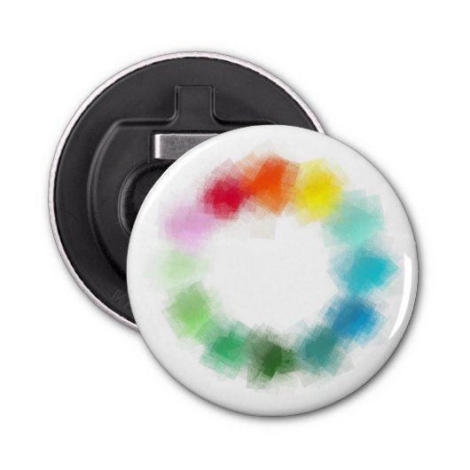 Moderne, kleurrijke Abstracte lege Sjabloon Button Flesopener (Voorkant)