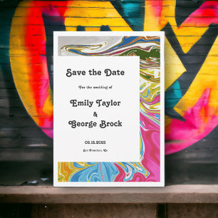 Moderne kleurrijke Abstracte Paint Artistic Weddin Save The Date