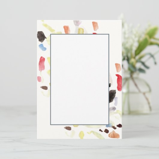 Moderne Kleurrijke Abstracte Platte Uitnodigingen (Staand voorkant)