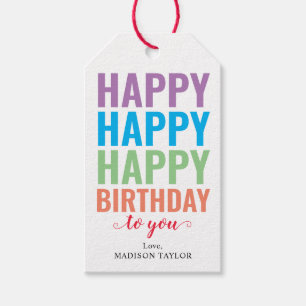 Moderne, kleurrijke, BIRTHDAAG voor u Cadeaulabel