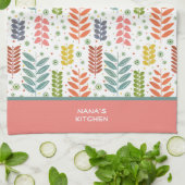 Moderne kleurrijke bladeren  aangepaste citaatnaam theedoek (Gevouwen)