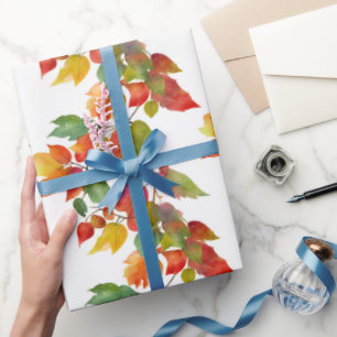Moderne kleurrijke bladeren herfst Waterverf patro Cadeaupapier