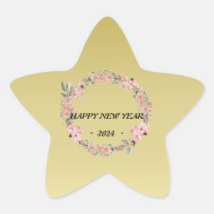 Moderne kleurrijke bloemenbloem op maat monogram ster sticker