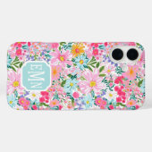 Moderne Kleurrijke Bloementuin Monogram Case-Mate iPhone Case (Achterkant (horizontaal))