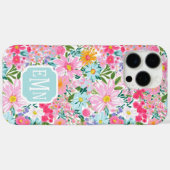 Moderne Kleurrijke Bloementuin Monogram  Case-Mate iPhone Case (Achterkant (horizontaal))