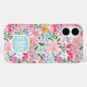 Moderne Kleurrijke Bloementuin Monogram Case-Mate iPhone Case (Achterkant (horizontaal))