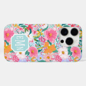 Moderne Kleurrijke Bloementuin Monogram Case-Mate iPhone Case (Achterkant (horizontaal))