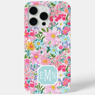 Moderne Kleurrijke Bloementuin Monogram iPhone 15 Pro Max Hoesje