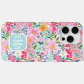 Moderne Kleurrijke Bloementuin Monogram Case-Mate iPhone Case (Achterkant (horizontaal))