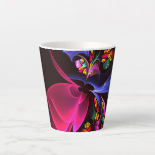 Moderne Kleurrijke Bloemige Abstracte Kunst Patroo Latte Mok