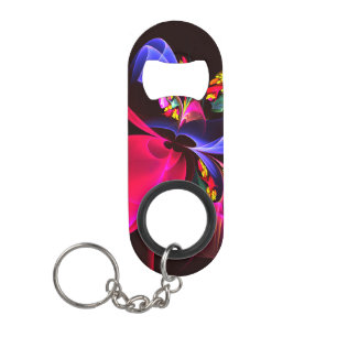 Moderne Kleurrijke Bloemige Abstracte Kunstpatroon Mini Flessenopener