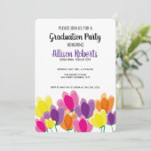 Moderne kleurrijke bloemige uitnodiging voor einde (Staand voorkant)