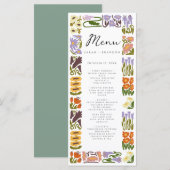 Moderne Kleurrijke Boho Chic Bruiloft Menu (Voorkant / Achterkant)