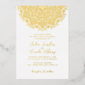 Moderne Kleurrijke Boho Etnische Bloemen Mandala H Folie Uitnodiging (Voorkant)