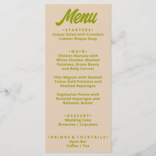 Moderne Kleurrijke Bold Funky Fun Unieke bruiloft Menu