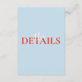 Moderne kleurrijke Bold Retro Funky Wedding Detail Informatiekaartje (Achterkant)