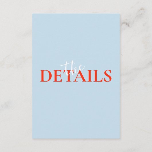 Moderne kleurrijke Bold Retro Funky Wedding Detail Informatiekaartje (Achterkant)