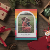 Moderne Kleurrijke Boog Gelukkig Vakantieseizoen F Feestdagenkaart