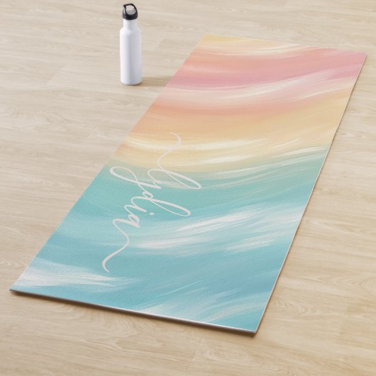 Moderne kleurrijke borstelgolven Abstract monogram Yogamat (In situ)
