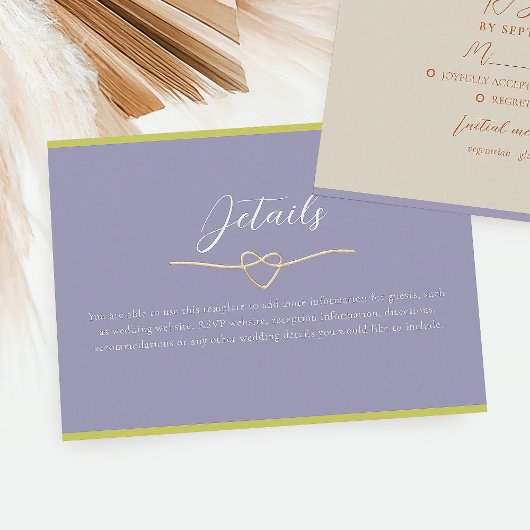 Moderne kleurrijke bruiloft details informatiekaartje