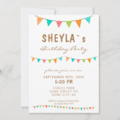 Moderne Kleurrijke Bunting Flags Verjaardagsfeest Kaart (Voorkant)