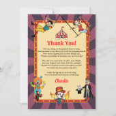 Moderne Kleurrijke Cartoon Circus Flat Dank u kaar Bedankkaart (Voorkant)
