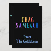 Moderne Kleurrijke Chag Sameach JoodseFeestdagGroe Feestdagenkaart (Voorkant / Achterkant)