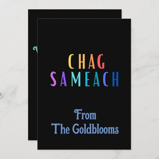 Moderne Kleurrijke Chag Sameach JoodseFeestdagGroe Feestdagenkaart (Voorkant / Achterkant)