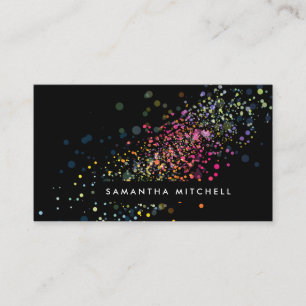 Moderne kleurrijke Confetti Bokeh zwart Visitekaartje