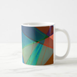 Moderne, kleurrijke driehoeken, trapezoïde vormkun koffiemok