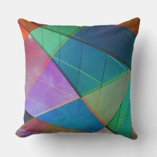 Moderne, kleurrijke driehoeken, trapezoïde vormkun kussen