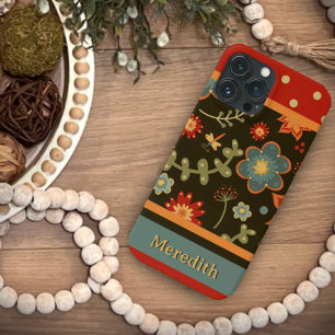 Moderne kleurrijke Floral Dragonfly Inspirivity iPhone 13 Pro Max Hoesje