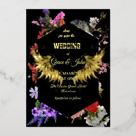 Moderne Kleurrijke Floral Geometrische Border Brui Folie Uitnodiging