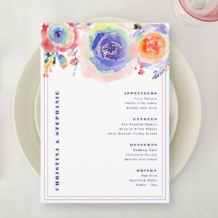 Moderne Kleurrijke Floral LGBTQ Bruiloft Menu