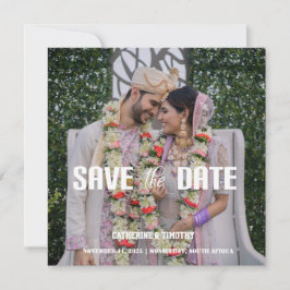 Moderne kleurrijke foto bruiloft save the date