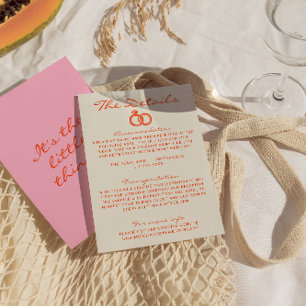 Moderne kleurrijke Funky Retro Fun Wedding Details Informatiekaartje