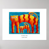 Moderne Kleurrijke Gebogen Kat en Kitten Patterned Poster (Voorkant)