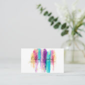Moderne kleurrijke geborstelde penseelstreken Glit Visitekaartje (Staand voorkant)