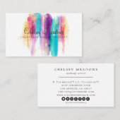 Moderne kleurrijke geborstelde penseelstreken Glit Visitekaartje (Voorkant / Achterkant)