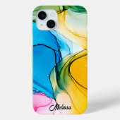 Moderne kleurrijke gemarmerde  naam Case-Mate iPhone case (Achterkant)