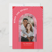 Moderne kleurrijke geometrische abstracte boogrood feestdagenkaart (Voorkant)